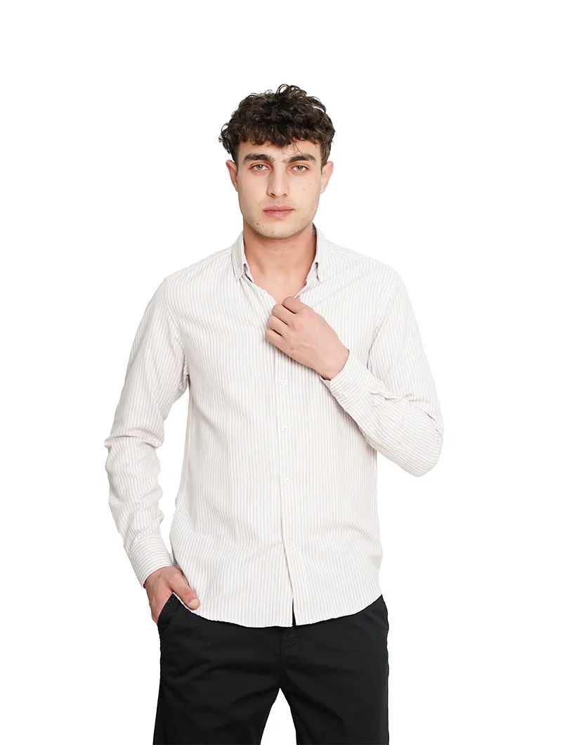 Chemise en coton lin rayée